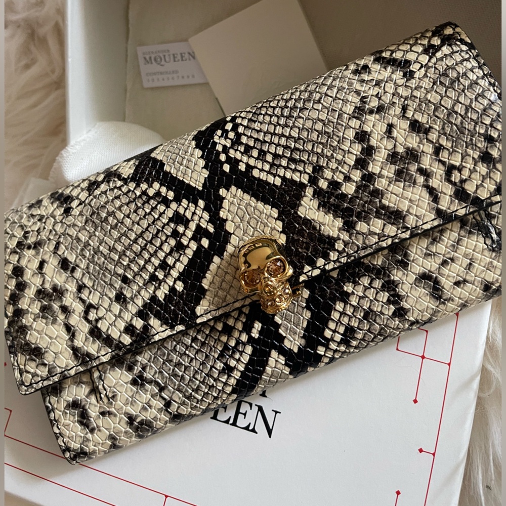 Alexander McQueen Python Clutch with Skull Accent